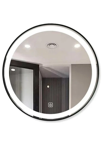 Дзеркало LED DE-M2071D Black кругле 100смх100см сенсорне включення + підігрів Dusel (374676462)