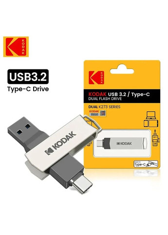 Флешка USB 2в1 64GB Type-C USB 3.2 для телефону та комп'ютера Silver Kodak (296624500)