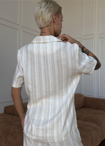 Светло-бежевая кэжуал рубашка в полоску Roksana с коротким рукавом