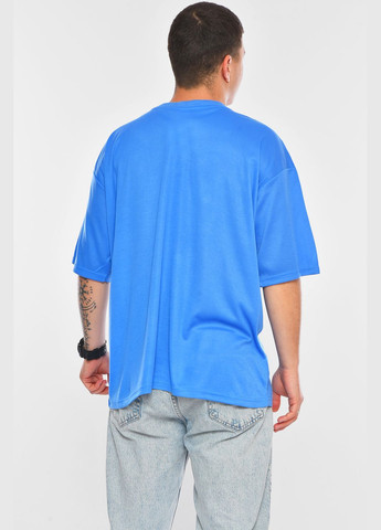 Синя футболка чоловіча батальна синього кольору Let's Shop