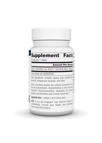 Acetyl L-Carnitine 500 mg - 30 tabs Source Naturals (369400617)