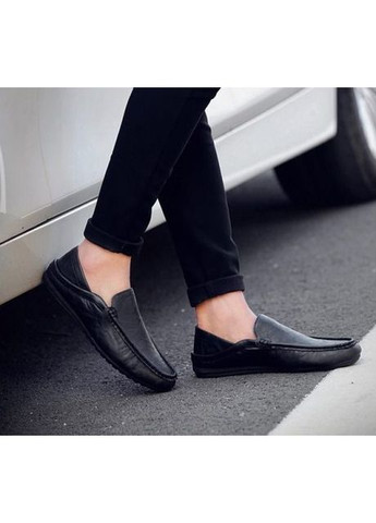 Черные мужские мокасины черные с эко кожи md20099 No Brand