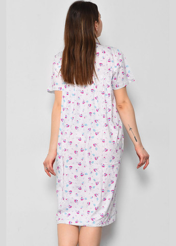 Ночная рубашка женская батальная белого цвета с цветочным принтом Let's Shop (289843195)