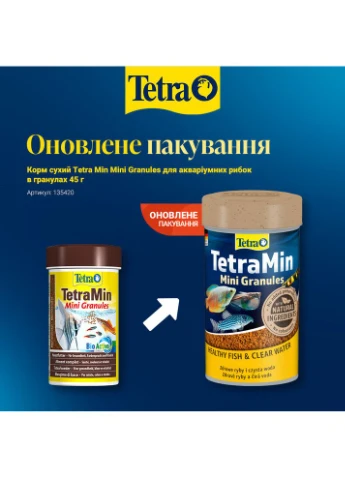 Корм сухий Min Mini Granules для акваріумних рибок в гранулах 45 г Tetra (376876189)