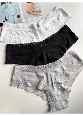 Трусики-чіки жіночі бавовняні з мереживом PINK сірі XL Victoria's Secret (316659361)