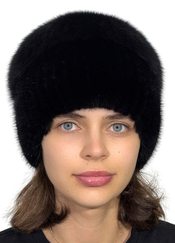 Женская норковая шапка на вязаной основе с помпоном из меха песца Меховой Стиль Перо (355802037)