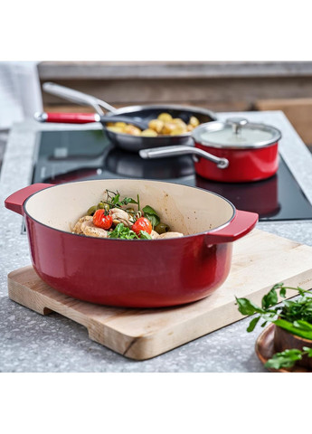 Гусятниця чавунна з кришкою, 30 см, 5,6 л, червона (CC006063-001) KitchenAid (370641582)