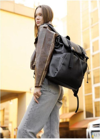 Рюкзак женский с экокожи городской RollTop 0SHn Черный 37743-837 2968-84421 Sambag (355884710)