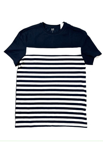 Комбінована футболка синя в білу смужку btg-0165 Kiabi