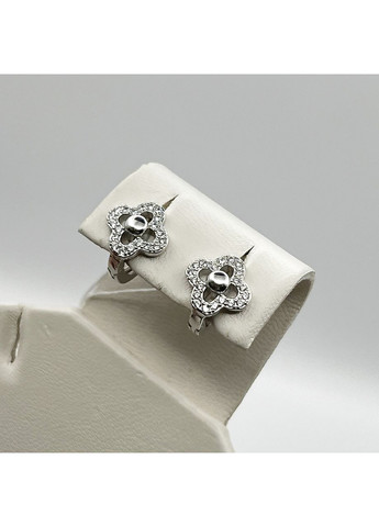 Сережки срібні з кубічним цирконієм "Конюшина" 2,84 г No Brand (369737583)