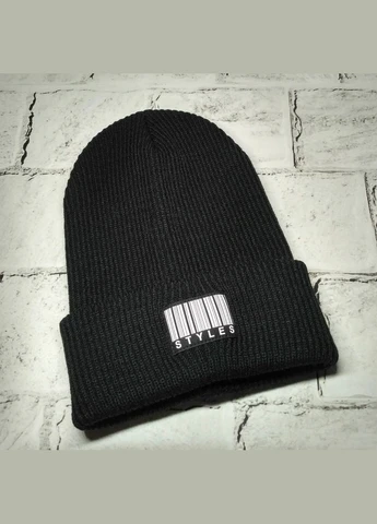 Шапка жіноча Лопата рубчик чорна 52-58 см No Brand (327368056)