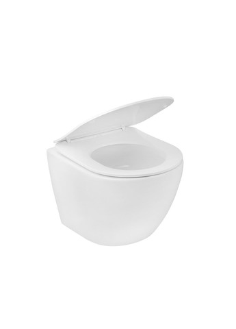 Унитаз подвесной Harz WHI483632 TORNADO безободковый с сиденьем (KH483632WHIT) Kroner (332957939)