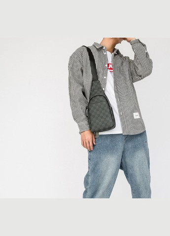 Чоловіча сумка бананка слінг + клач гаманець на блискавці Чорний No Brand (301212261)