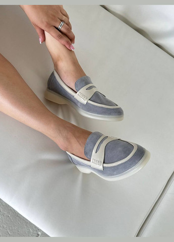 Dino Vittorio Лоферы серо-голубой з натуральная замша, украина — демисезон (300512840)