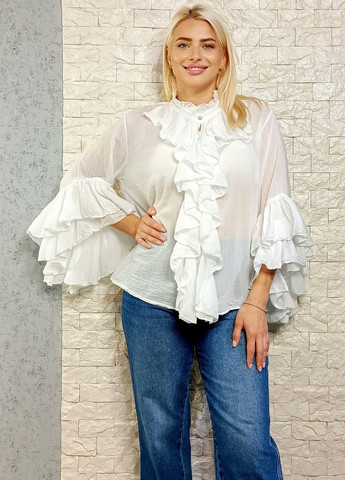 Белая блуза Posse батистова декорована воланами