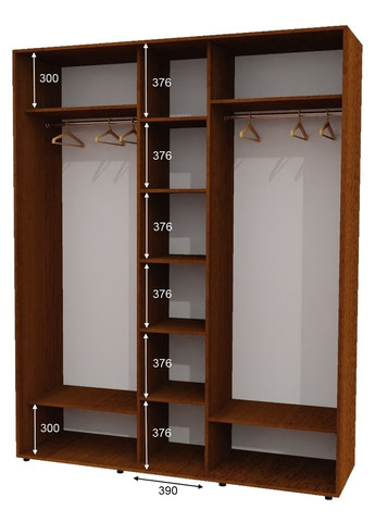 Шафа-купе тридверна 200*60*240 Горіх лісовий 2 ДСП/Дзеркало з піскострумним малюнком ШК-04 Алекса (360451176)