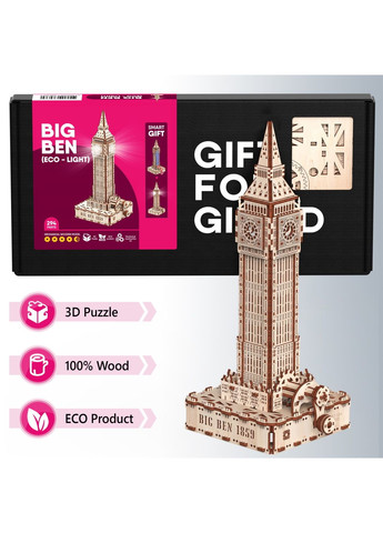 Дерев'яний механічний 3d конструктор Біг Бен No Brand (295376482)