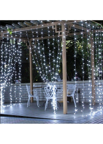 Гирлянда штора Водопад 3х2 м 400 LED (прозрачный шнур, с переходником) Белый свет No Brand (331639870)