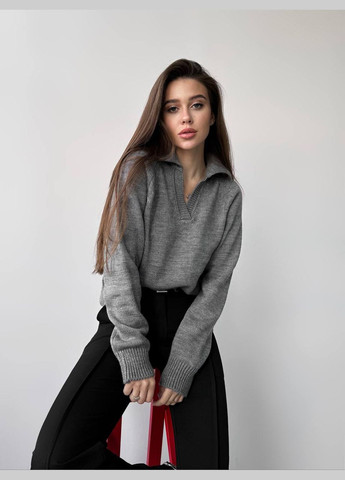 Женский свитер-поло цвет серый р.42/46 450414 New Trend (282926559)