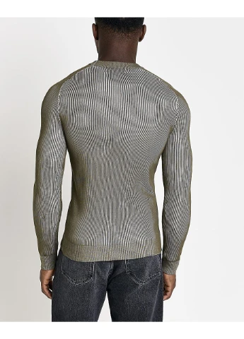 Комбинированный джемпер демисезон,бежевый-темно-зеленый, River Island