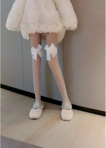 Жіночі довгі панчохи в сітку з бантиками спокусливі базові чулки в сіточку для жінок сітчасті чулочки бантики One Size Cindylove (370439245)