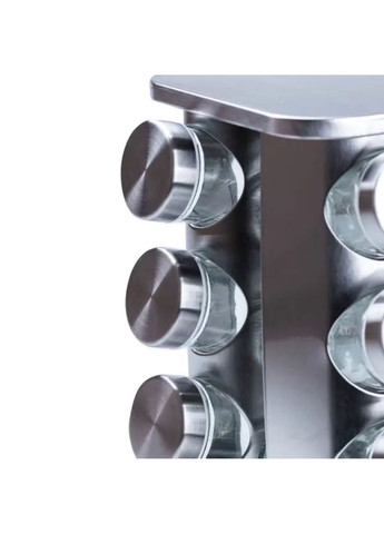 Набор для специй на подставке 12 баночек 100 мл стеклянные контейнеры для кухни с вращающейся подставкой ProDobro (364192980)