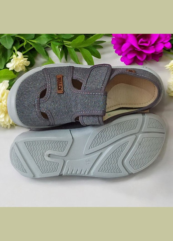 Темно-серые детские тапочки для мальчика ортопедические на липучке natur Waldi