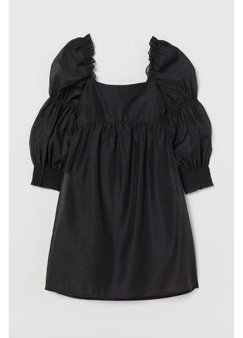 Черное платье черное женское с бантом на спине в стиле babydoll - 38 г H&M однотонное