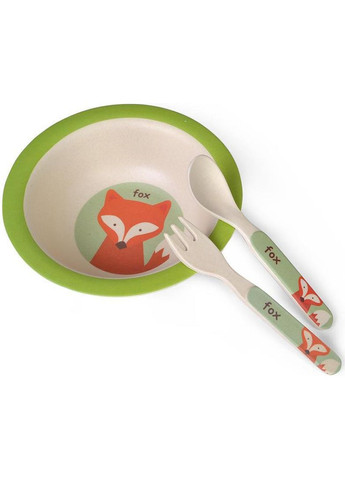Дитячий набір "Лисеня" миска, ложка і виделка з бамбукового волокна Fissman (330019395)