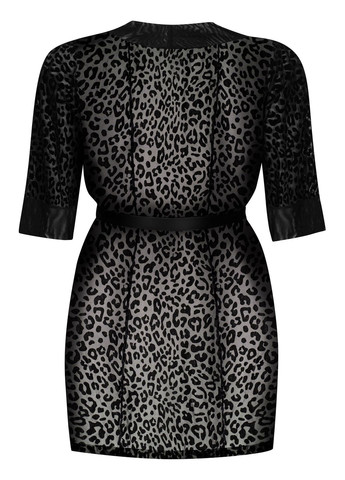 Чорний демісезонний халатик-пеньюар великого розміру jagueria Obsessive