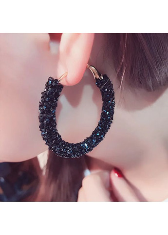 Сережки круги Blue кільцями з кристалами сині каміння кристали у формі круга No Brand (338436047)