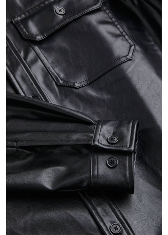 Черная кэжуал рубашка однотонная H&M