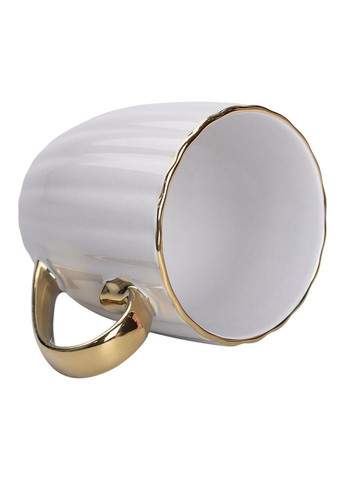 Чашка керамическая с золотым ободком и золотой ручкой 420 (мл) кружка Серая No Brand (369472992)