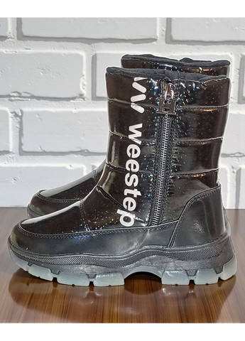 Черные зимние дутики на овчине, зимние ботинки для девочки подростка вистеп Weestep на молнии