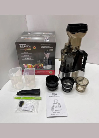 Шнековий соковитискач з морозицею 3в1 з чашею 0.3л Електросовижималка ZP-6058 3000Вт Zepline (323000714)