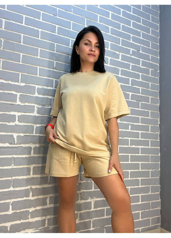 Костюм женский PEPPER MINT 24-0101 футболка с шортами трикотажный оверсайз однотонный Pepper&Mint (304291670)