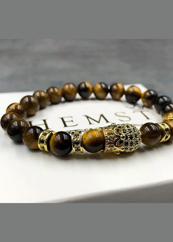 Браслет из тигрового глаза с короной и шаром золотого цвета (90075) Hemst (301071420)