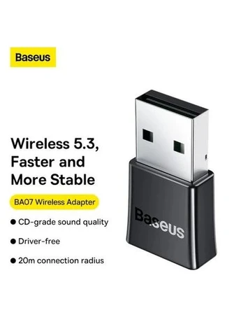 Адаптер USB Bluetooth,, v5.3, Black, Slim (ZJBA010001) 000-ZJBA010001 Baseus (395341153)