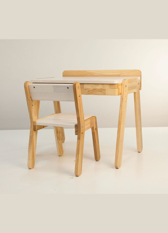 Дитячий столик з шухлядою та стільчик для дітей 2-7 років Білий під масло-воском Tatoy (292303175)