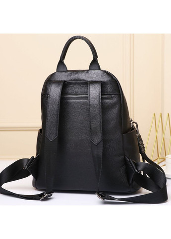 Жіночий шкіряний рюкзак міського типу 23х30х13, сумка на спину під мат, чорна Tiding Bag (341309422)