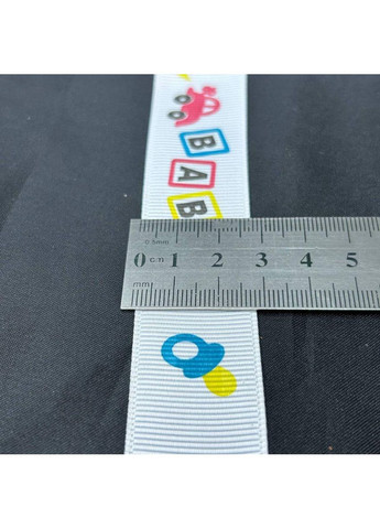 2,5 см Лента репсовая с принтом на отрез - #735 белый Plus-plus (352746724)