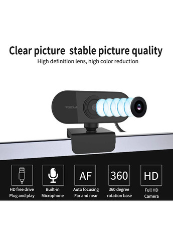 Веб-камера Emastiff 720P HD USB веб-камера прищепка з вбудованим мікрофоном No Brand (300577807)