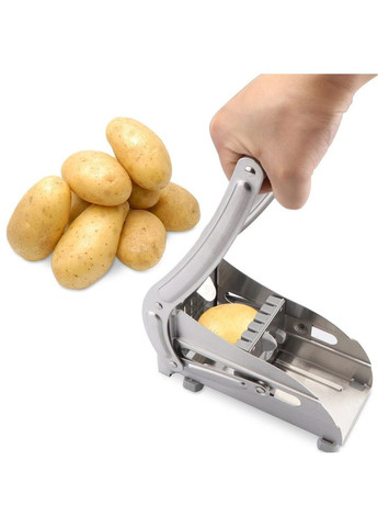 Ручна картоплерізка машинка Potato Cut для нарізки картоплі фрі з нержавіючої сталі 2 насадки різних розмірів Silver No Brand (350349182)