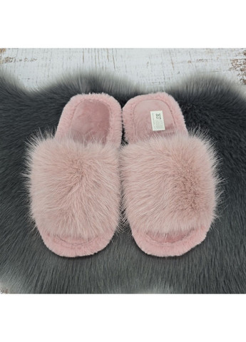 Пудровые тапочки женские домашние меховые Fashion