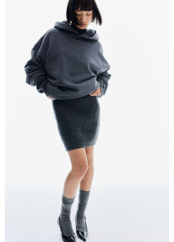 Темно-сіра повсякденний жіноча сукня в рубчик з високим коміром н&м (57963) xs темно-сіра H&M