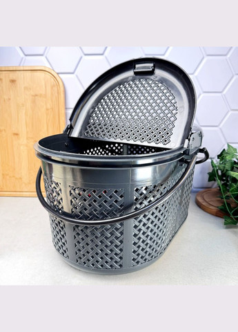 Корзина для пикника 22 л с двумя крышками SP-110 Антрацит Irak Plastik (337170892)