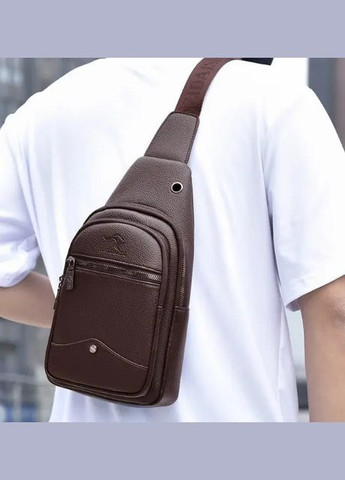 Чоловіча нагрудна сумка Коричневий (889ДКк) No Brand бананка (341085579)