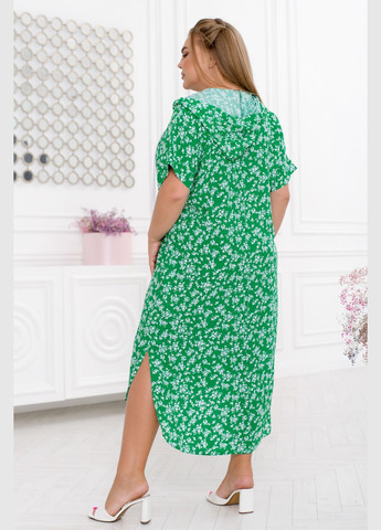 Зеленое повседневный платье с капюшоном платье-худи No Brand с цветочным принтом