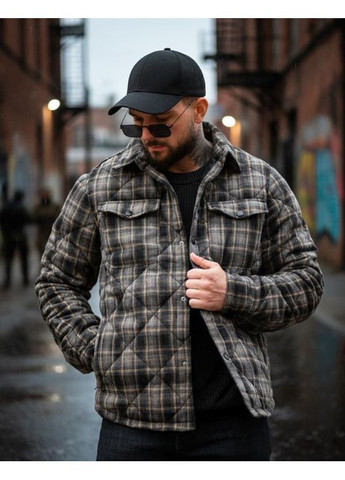 Сіра демісезонна чоловіча демісезонна куртка в клітинку сіра No Brand