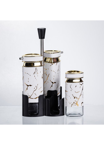 Набор баночек для специй из стекла 4 шт мрамор для хранения приправ и соусов контейнеры для кухни Yiwu (370432419)